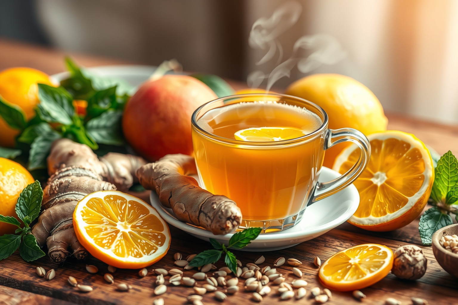 A gyömbértea gazdag antioxidánsokban és immunerősítő tápanyagokban.