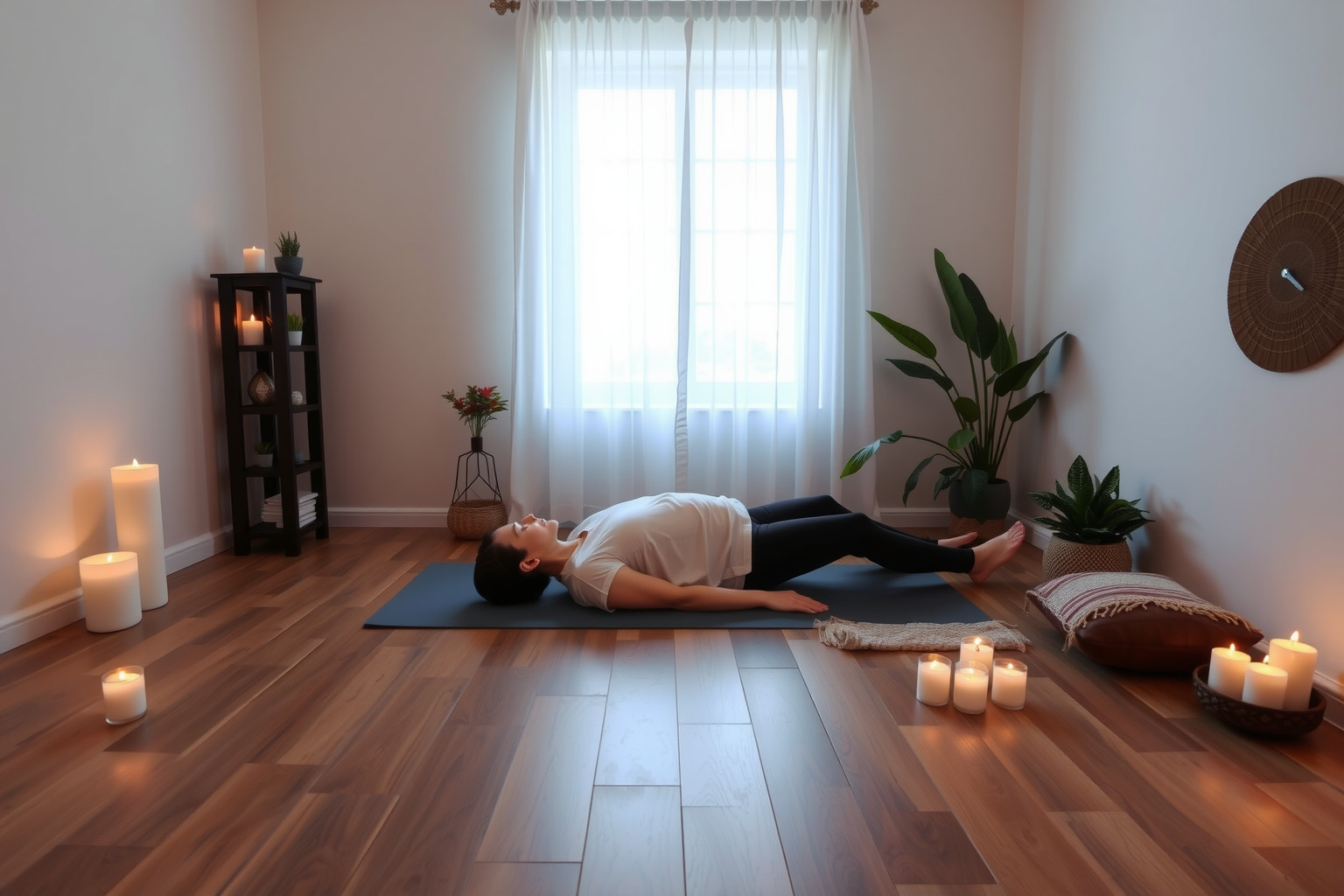 A jóga nidra vezetett tudatos relaxáció lépéseit követi.