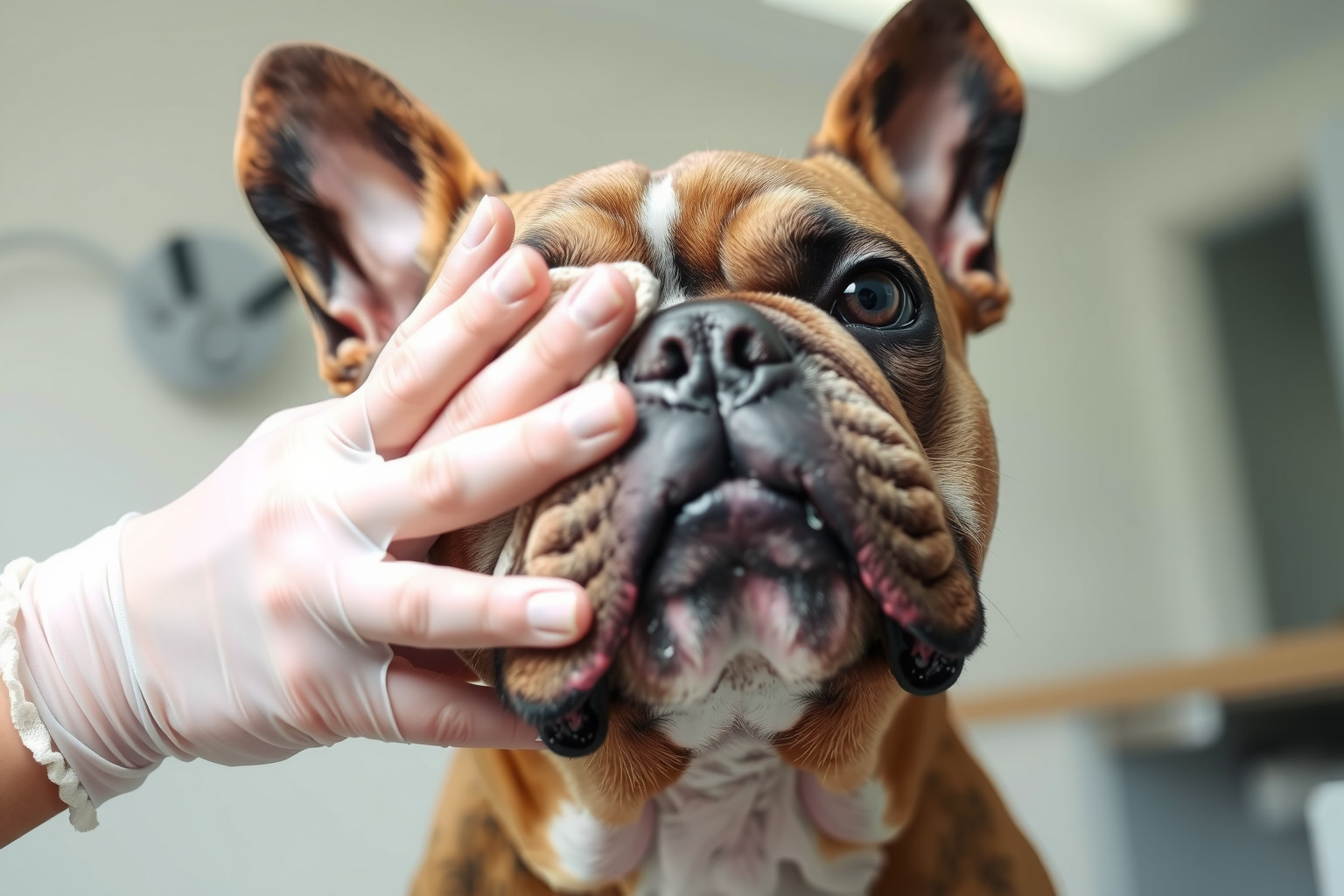 Gondos szemápolással csökkenthető a francia bulldog könnyezése.