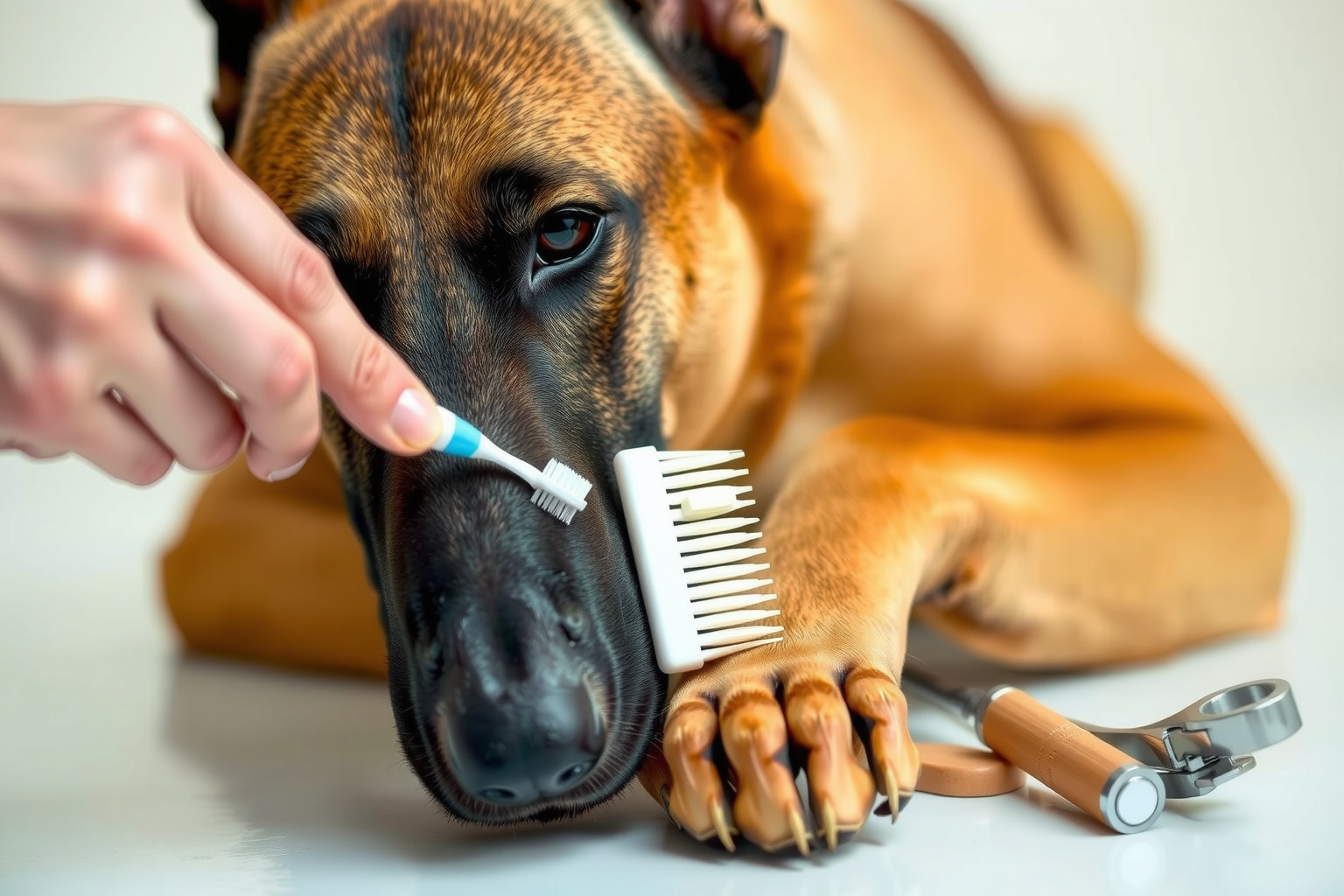 A Malinois bundája heti rendszeres keféléssel marad egészséges.