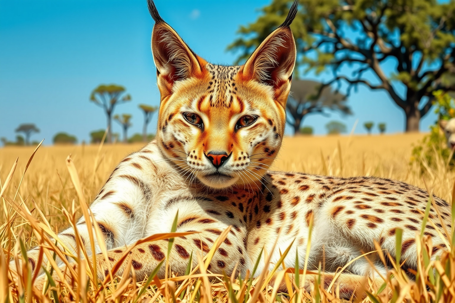 A Serengeti macska természetes ragadozó kinézet ellenére barátságos.