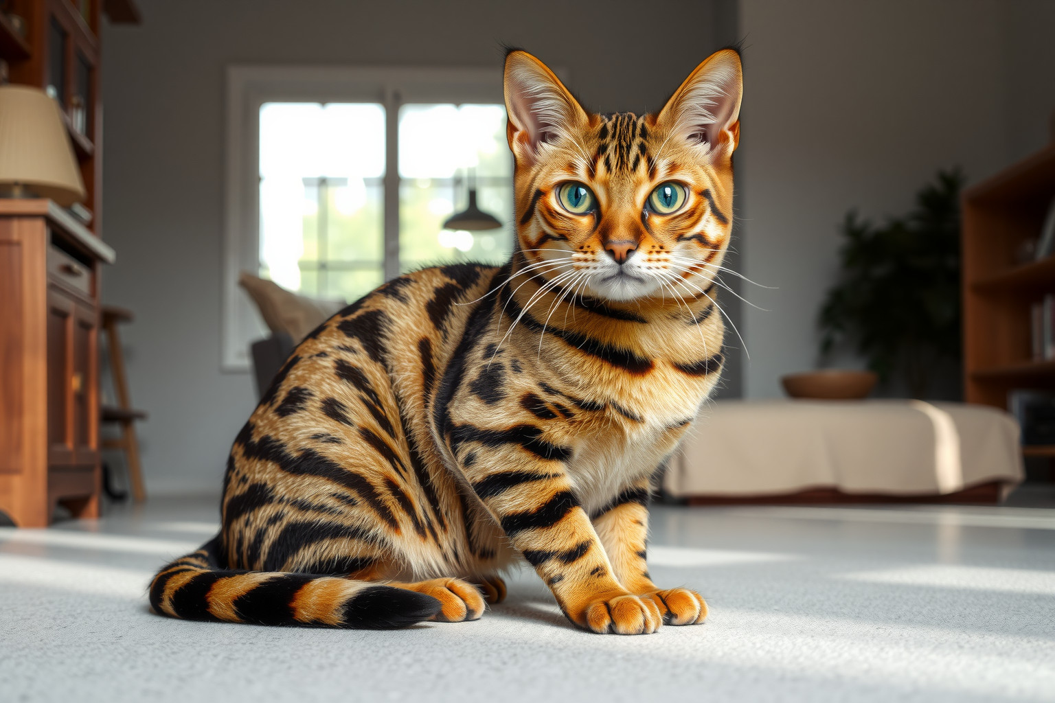 A Toyger mintázata vadon élő tigrisekre emlékeztet.