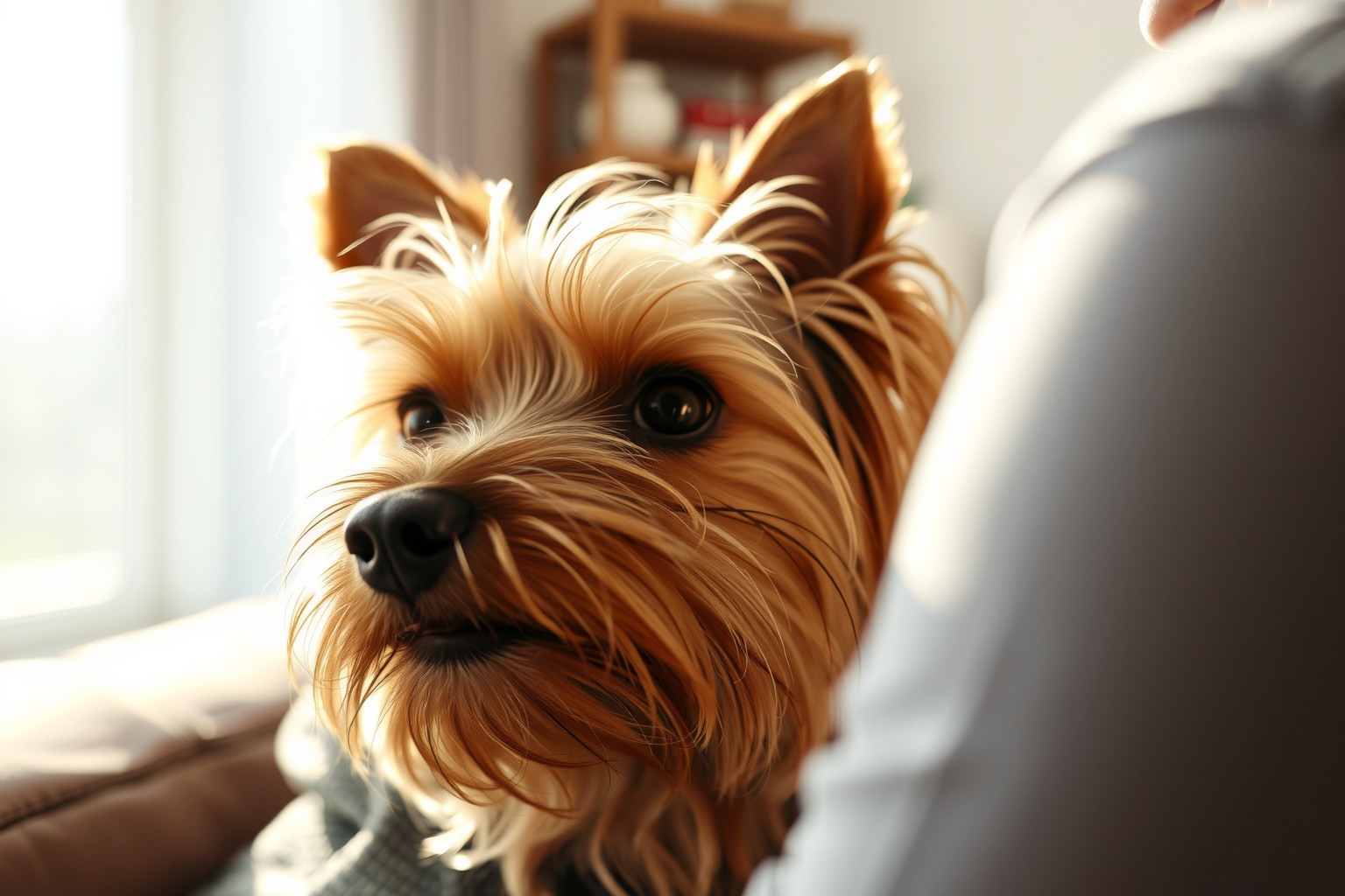 A Yorkshire terrier rendkívül ragaszkodó és hűséges társa.