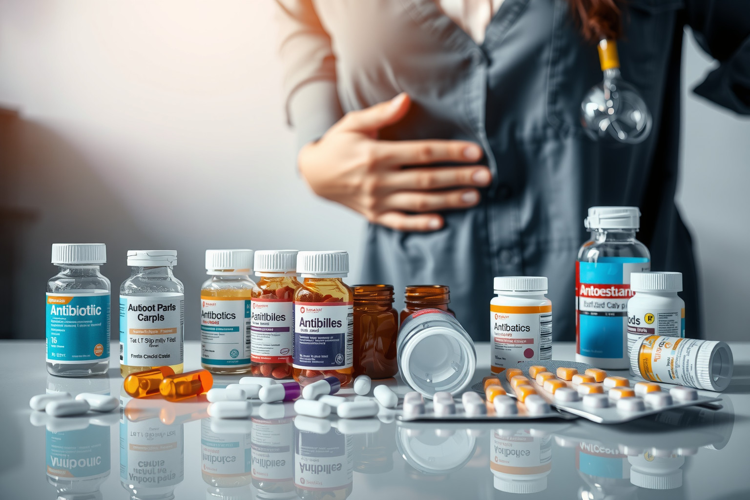 Az antibiotikumok megzavarhatják a bélflórát, puffadást okozva.