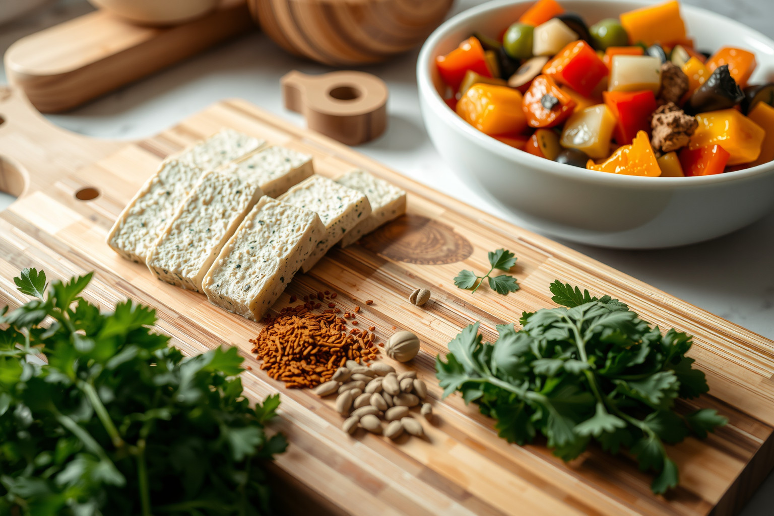 A tempeh erjesztett szójababból készül, gazdag fehérjében.