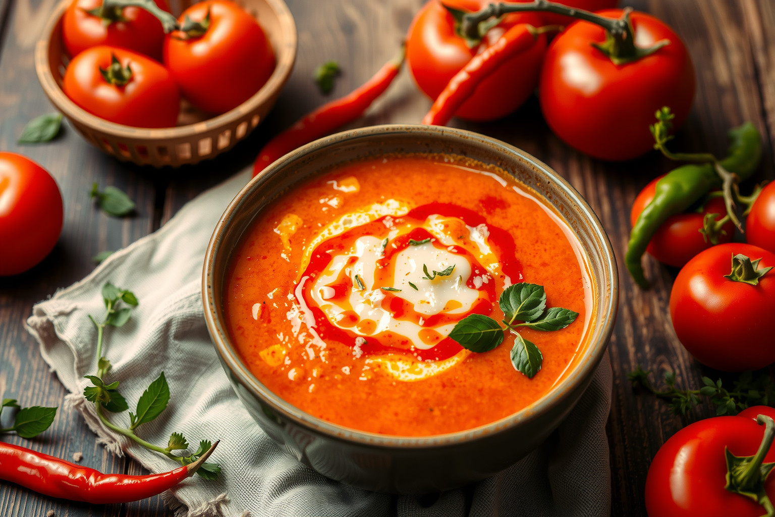 A chilis olaj pikáns csavart ad a sajtos paradicsomlevesnek.