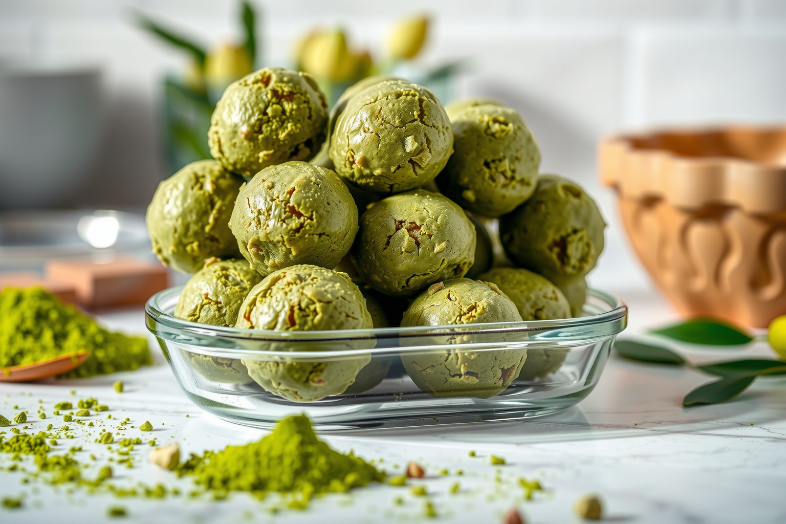A matcha energy bites hűtve, légmentesen tárolva maradnak frissek.
