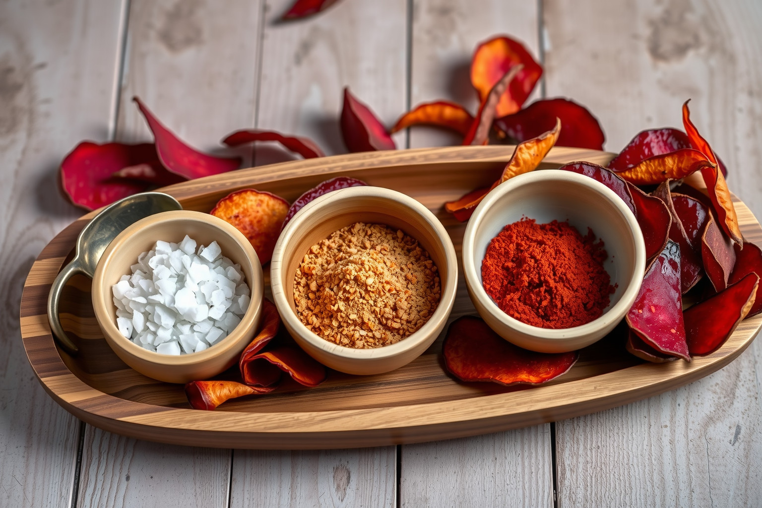 A cékla chips ízesíthető sóval, mézzel, chili pehellyel.
