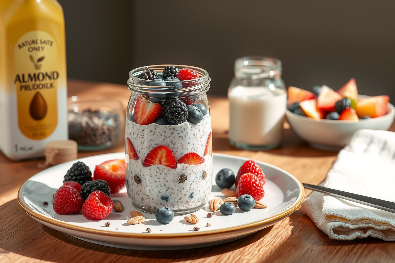 A chia magokat éjszakára áztasd, így krémes lesz a puding.