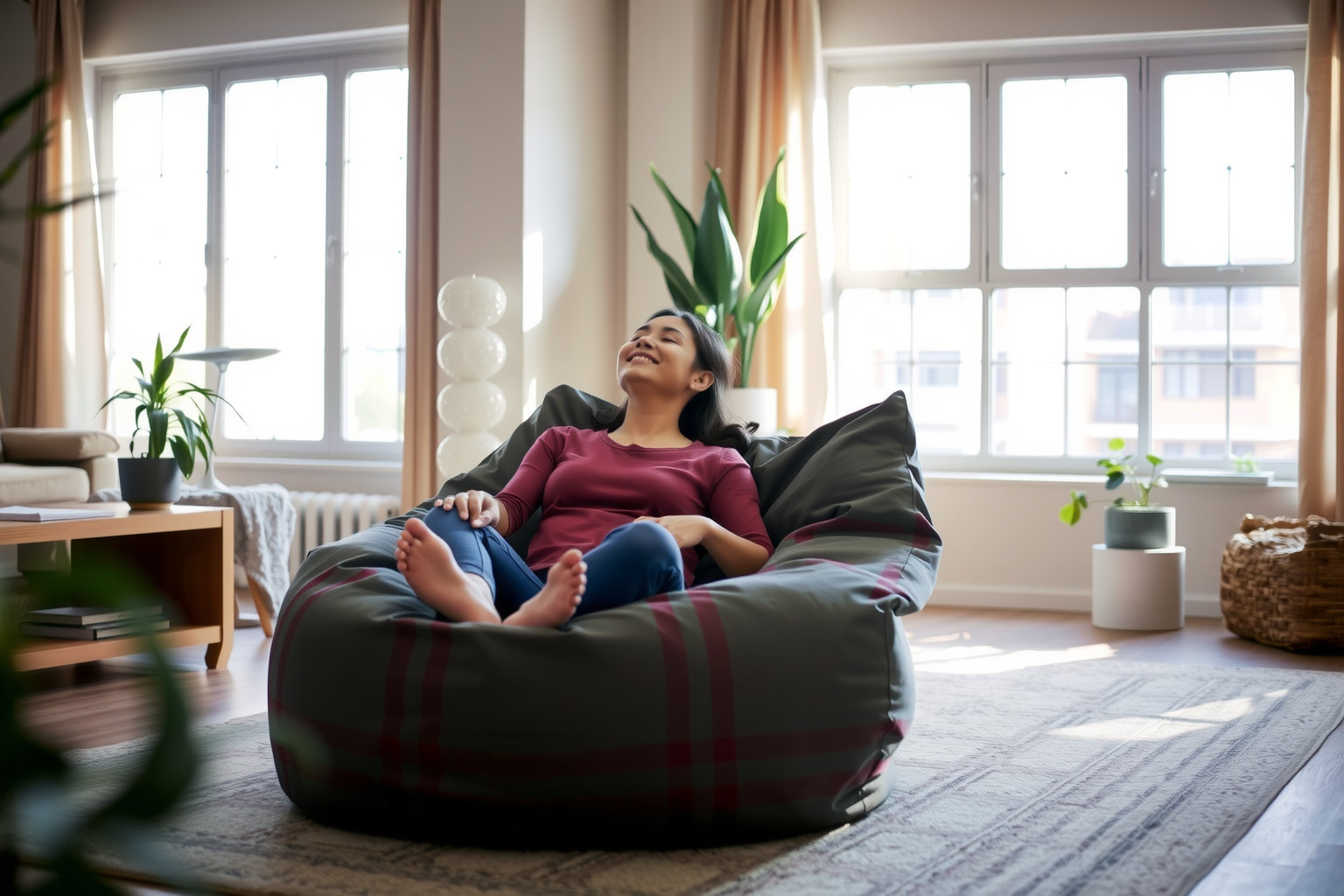 A babzsákfotel javítja a testtartást és csökkenti a stresszt.