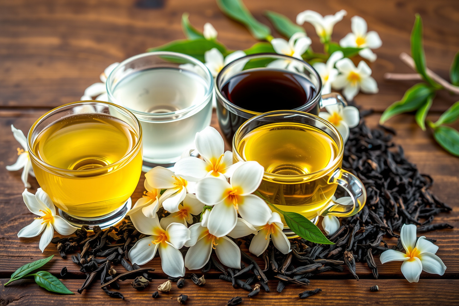 A jázmin tea fajtái különböző feldolgozással eltérő ízűek.