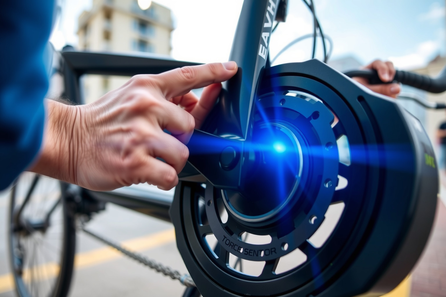 A nyomatékszenzor segít az e-bike pontos és dinamikus rásegítésében.