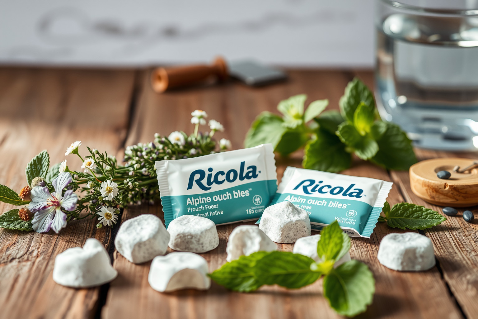 A Ricola cukorkák frissítő ízükkel támogatják a légutakat.
