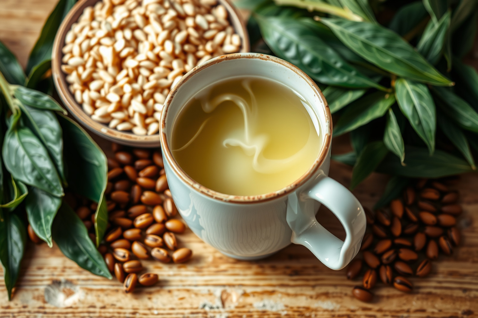 A Genmaicha tea pörkölt rizs aromája gazdag, lágy ízt ad.
