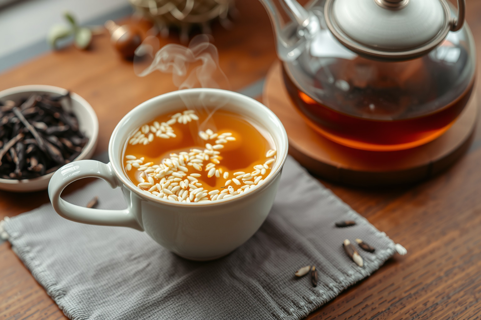 A Genmaicha alacsony koffeintartalma nyugodt koffeinélményt biztosít.