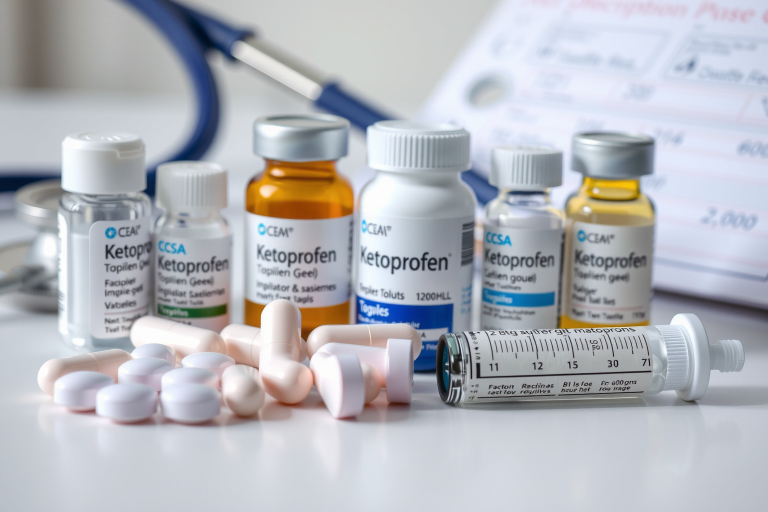 A ketoprofen tabletta, gél és injekció formában is elérhető.