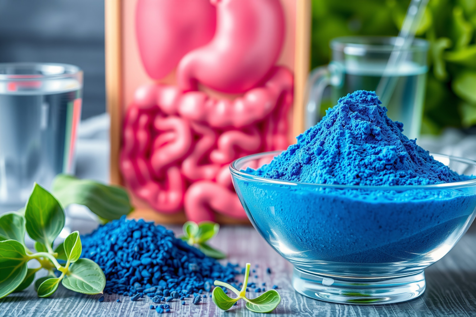A kék spirulina támogatja a bélflóra egészségét és emésztést.