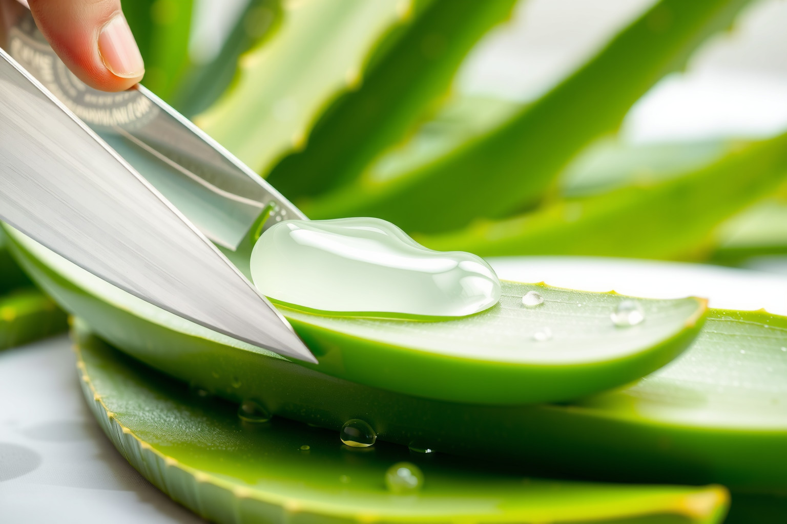 Az aloe vera gél friss levélből, gyors feldolgozással készül.