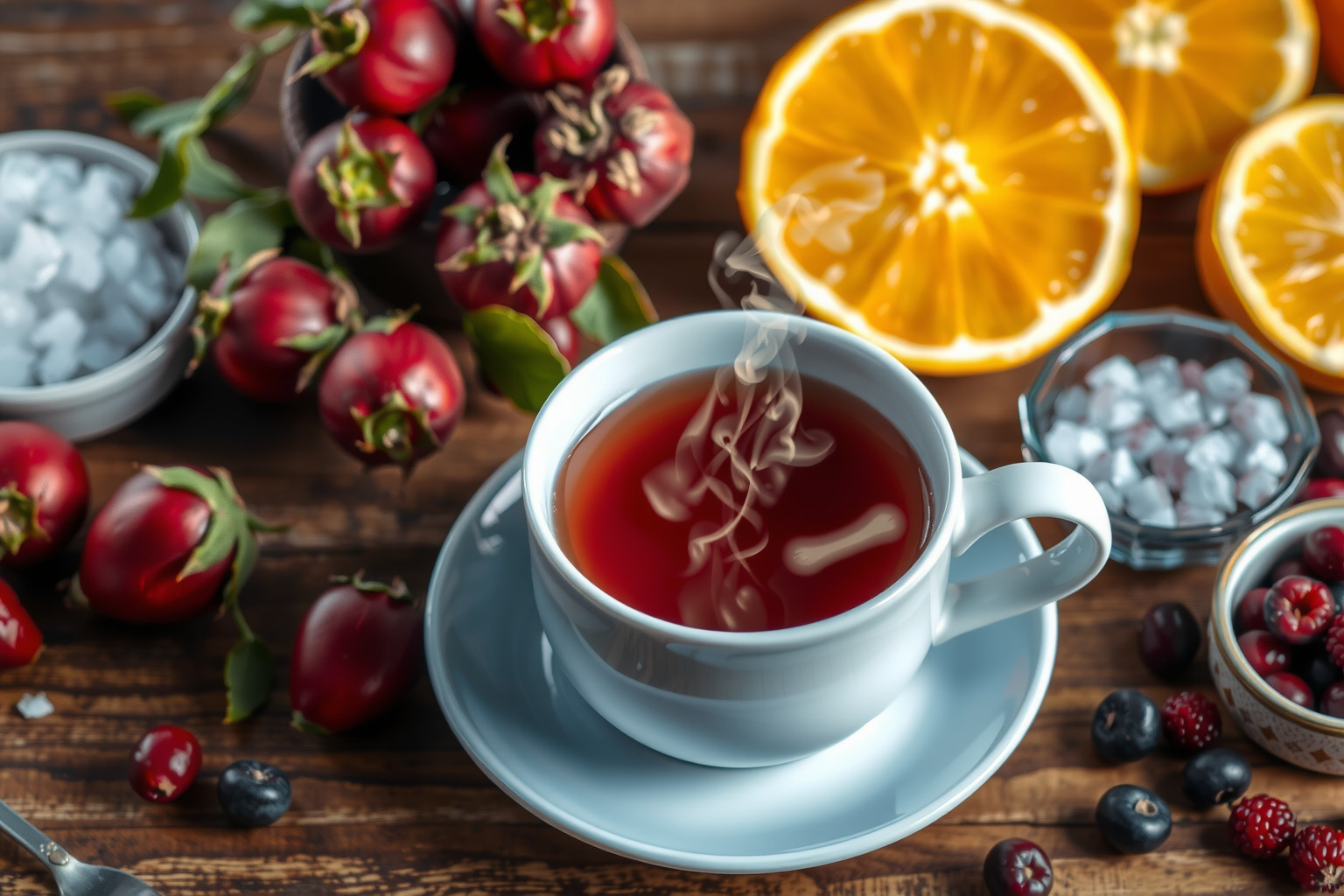 A csipkebogyó tea kiemelkedő C-vitamin- és antioxidánsforrás.