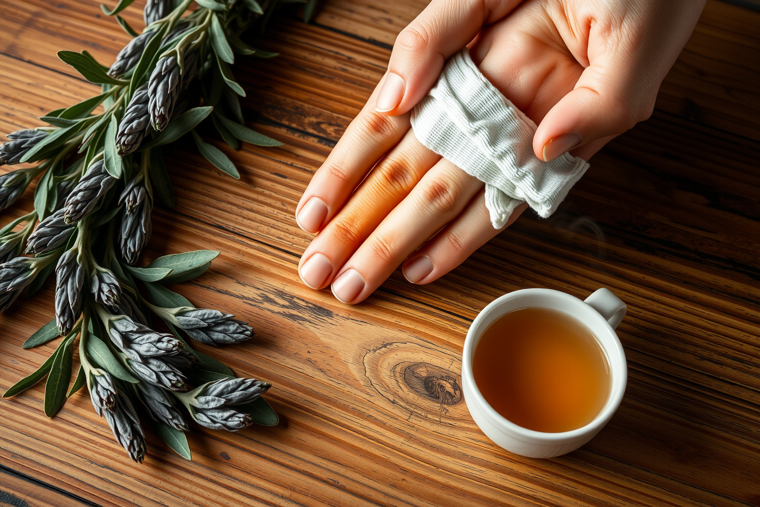 A zsálya tea antibakteriális hatással segíti a sebgyógyulást.