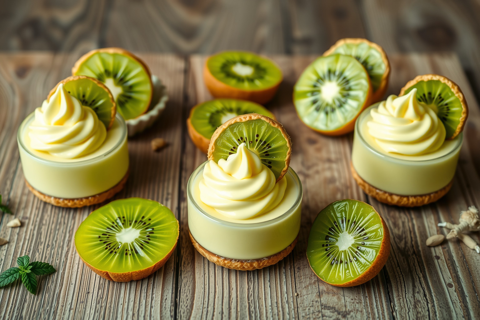 A kivi desszertek gazdag C-vitaminban, frissítő ízvilággal.