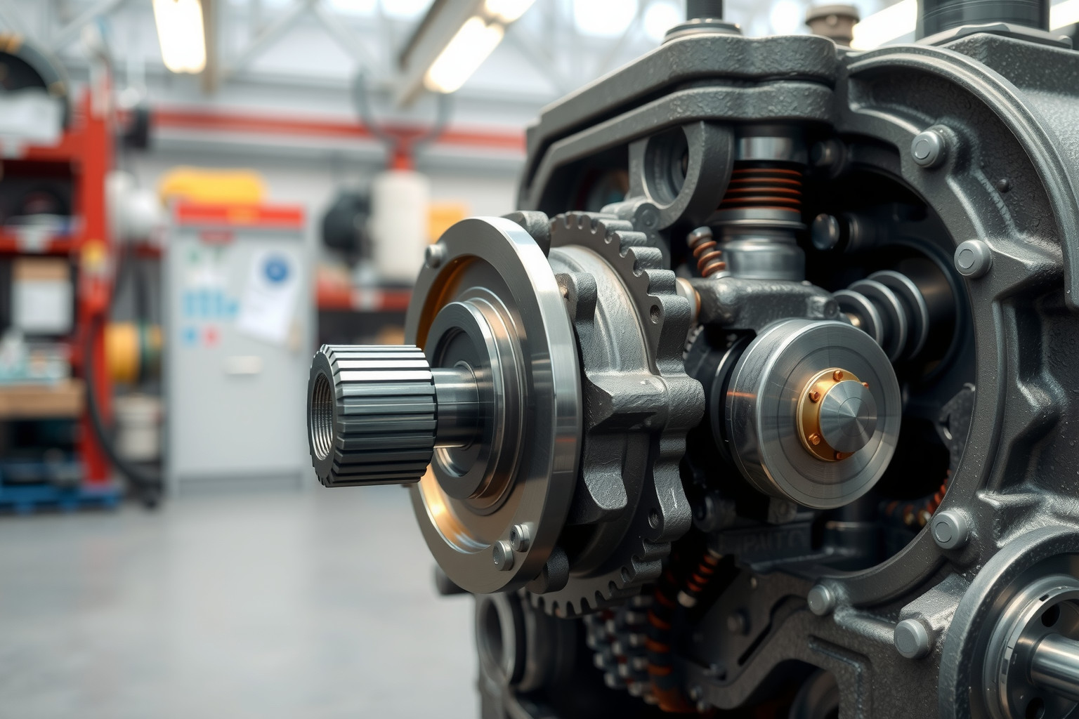 A mechanikus olajpumpa fogaskerekekkel biztosítja a folyamatos kenést.