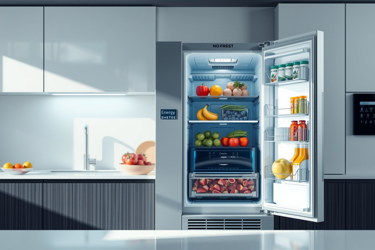 A No Frost technológia megakadályozza a jégképződést és energiahatékony.