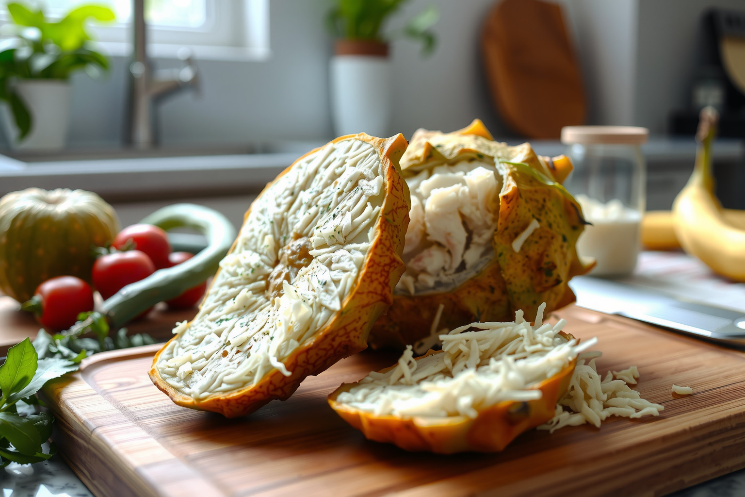 A jackfruit húsállagú textúrája kiváló vegán húspótló.