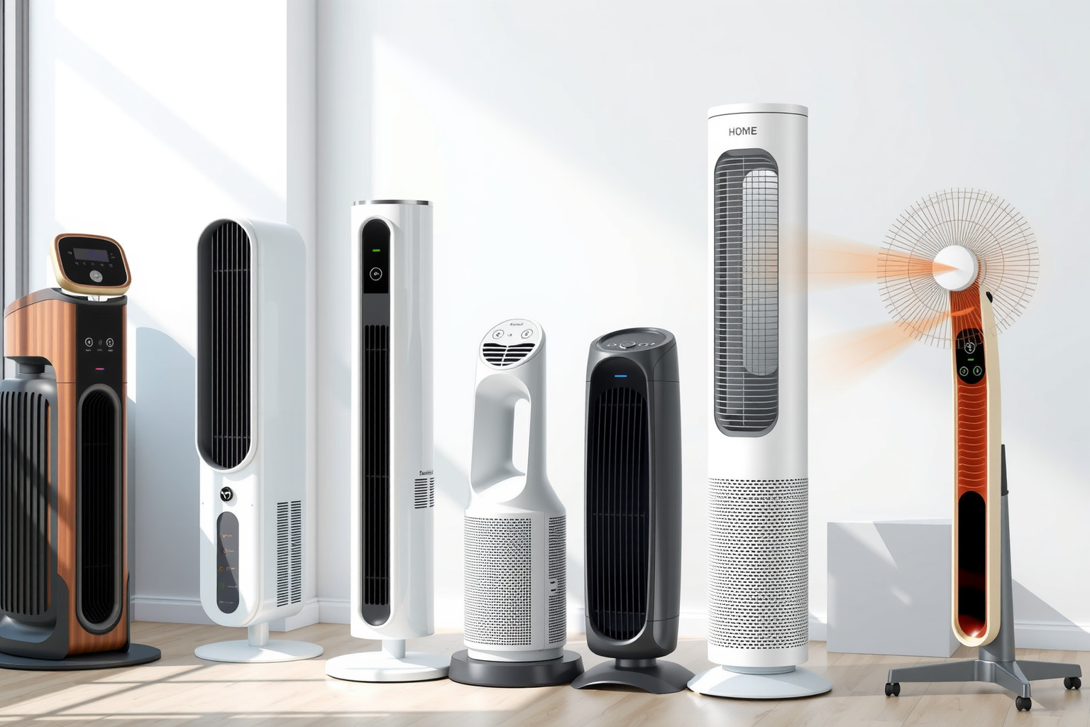 A torony ventilátorok csendes működésűek és helytakarékosak.