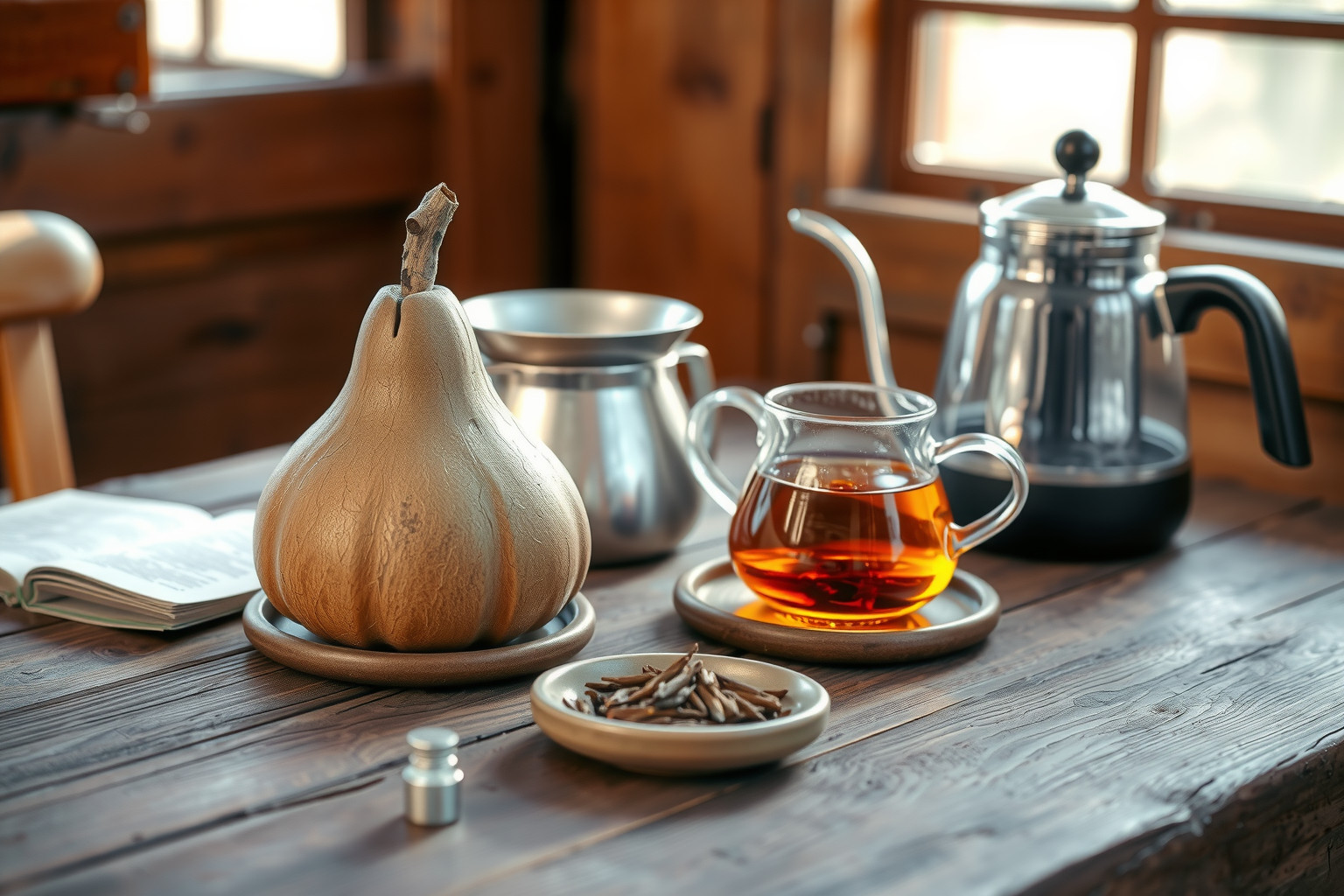 A mate tea hagyományosan kalabázából, modern módon szűrővel készül.
