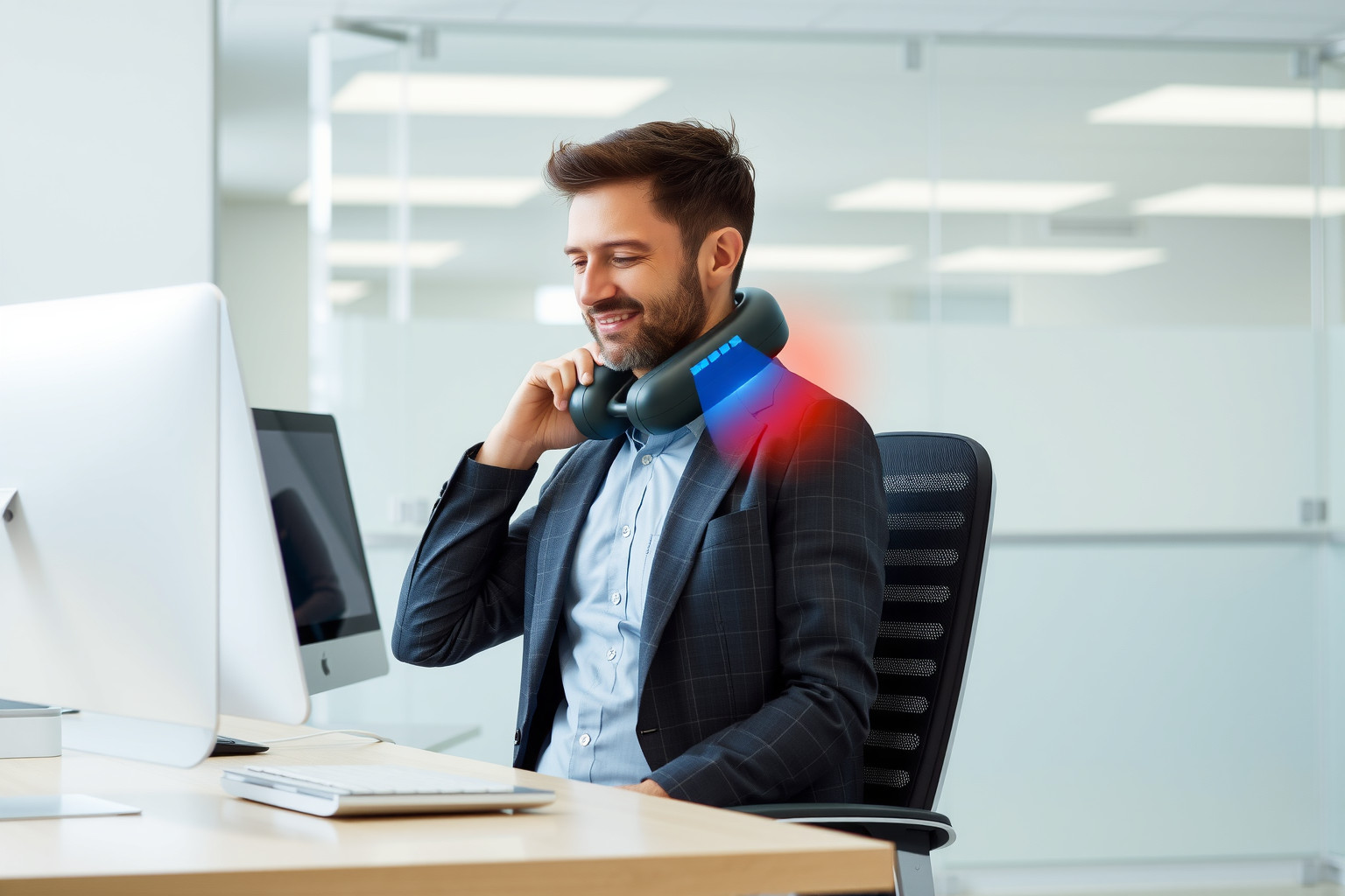 Az infravörös masszírozó csökkenti a hátfájást ülőmunkánál.