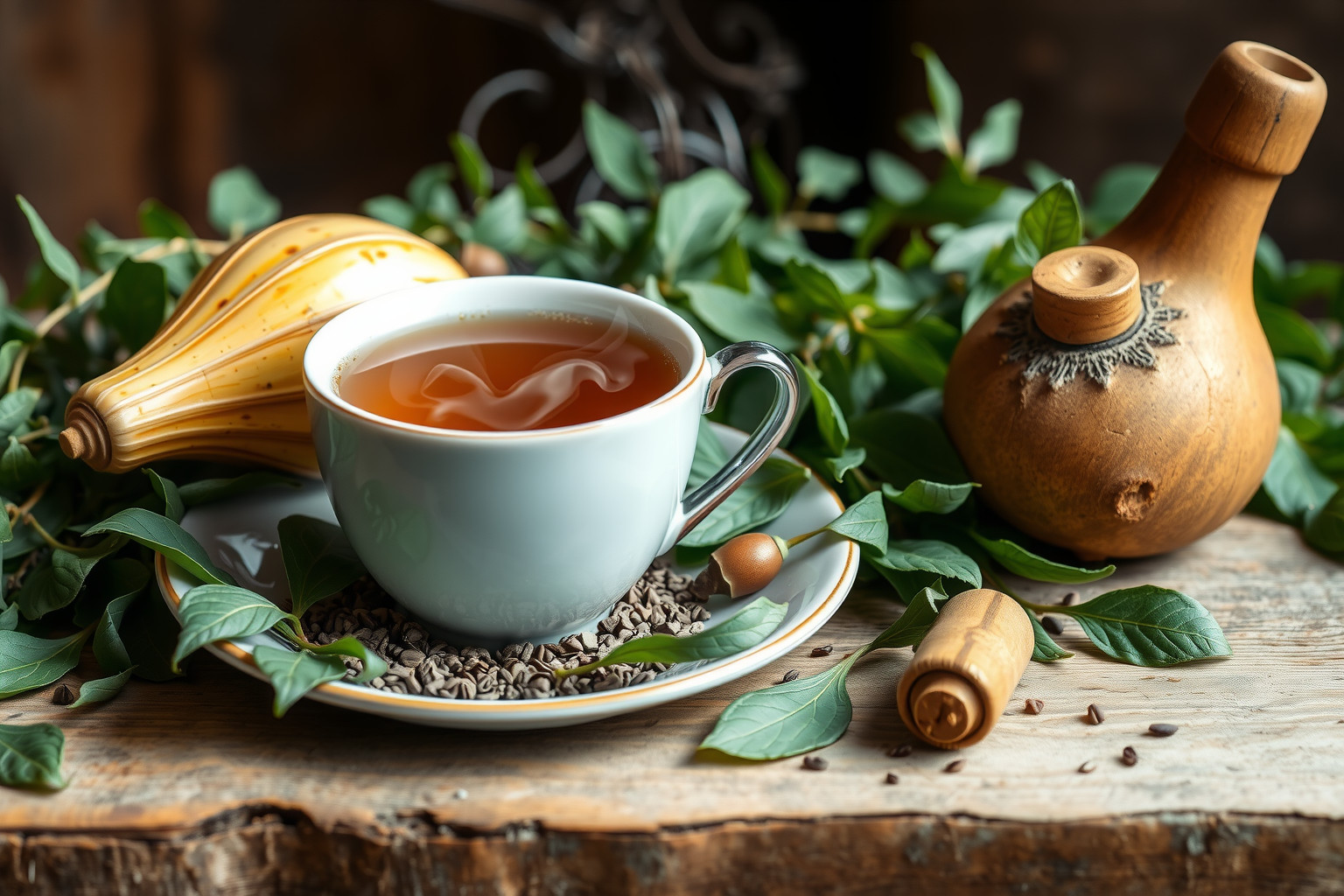A maté tea természetes élénkítő hatása koffeinből ered.