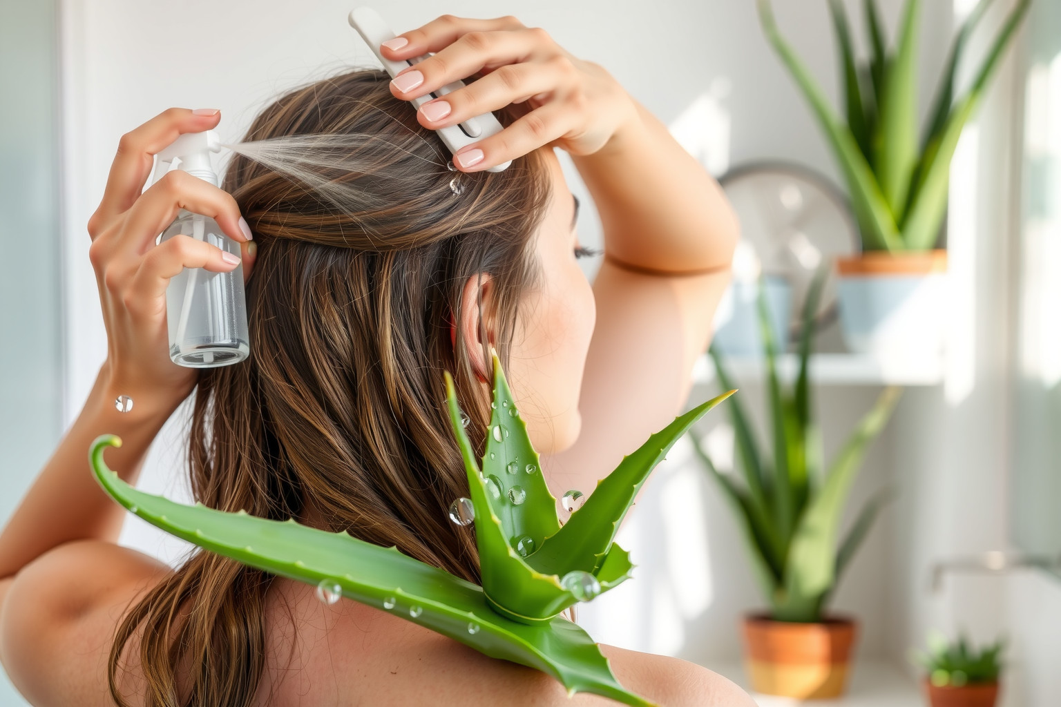 Az Aloe First spray segít erősíteni és hidratálni a fejbőrt.