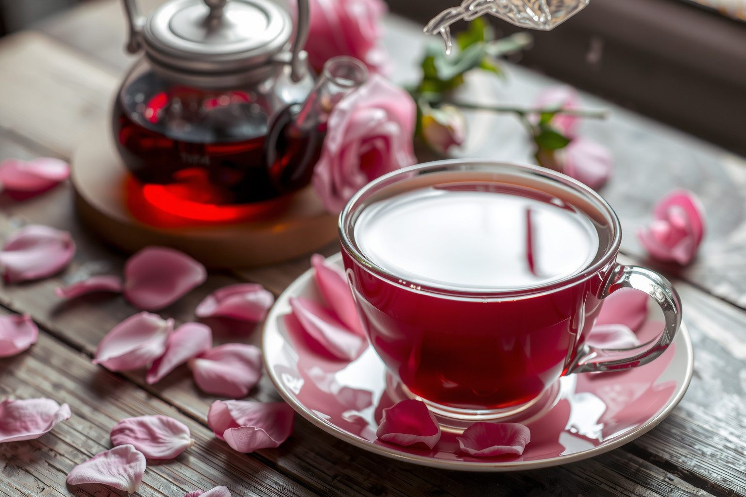 A rózsaszirmos tea segíti az emésztést és stresszoldást.