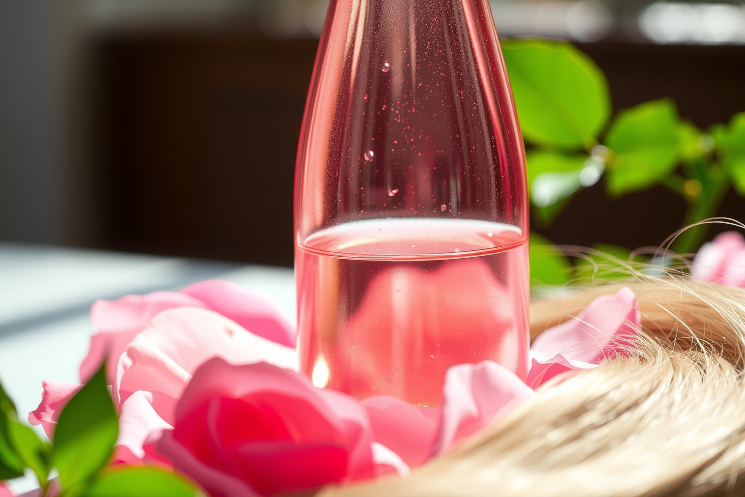 A rózsavíz természetes fényt és hidratáltságot ad a hajnak.