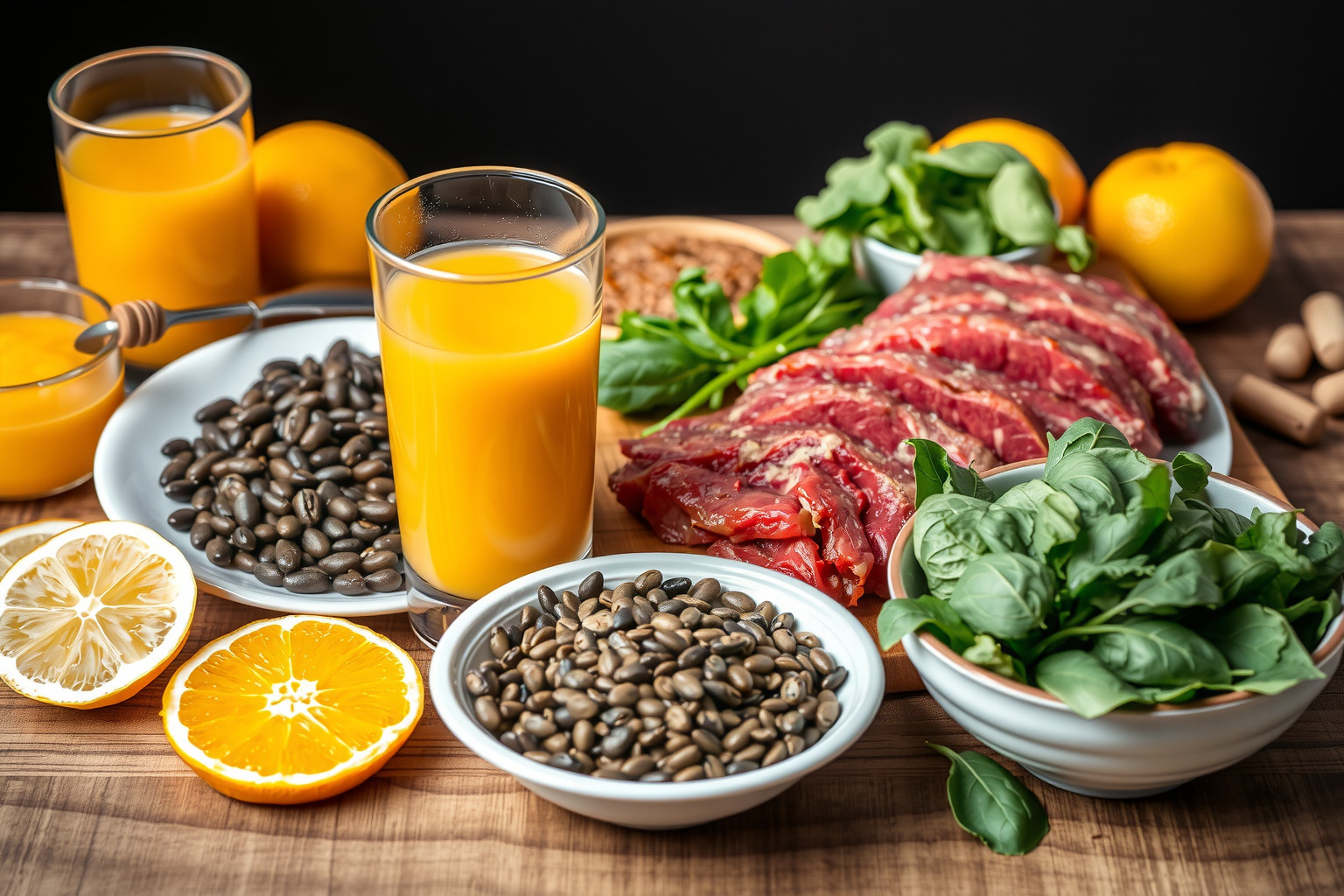 A C-vitamin fokozza a vas felszívódását a vasban gazdag ételekből.
