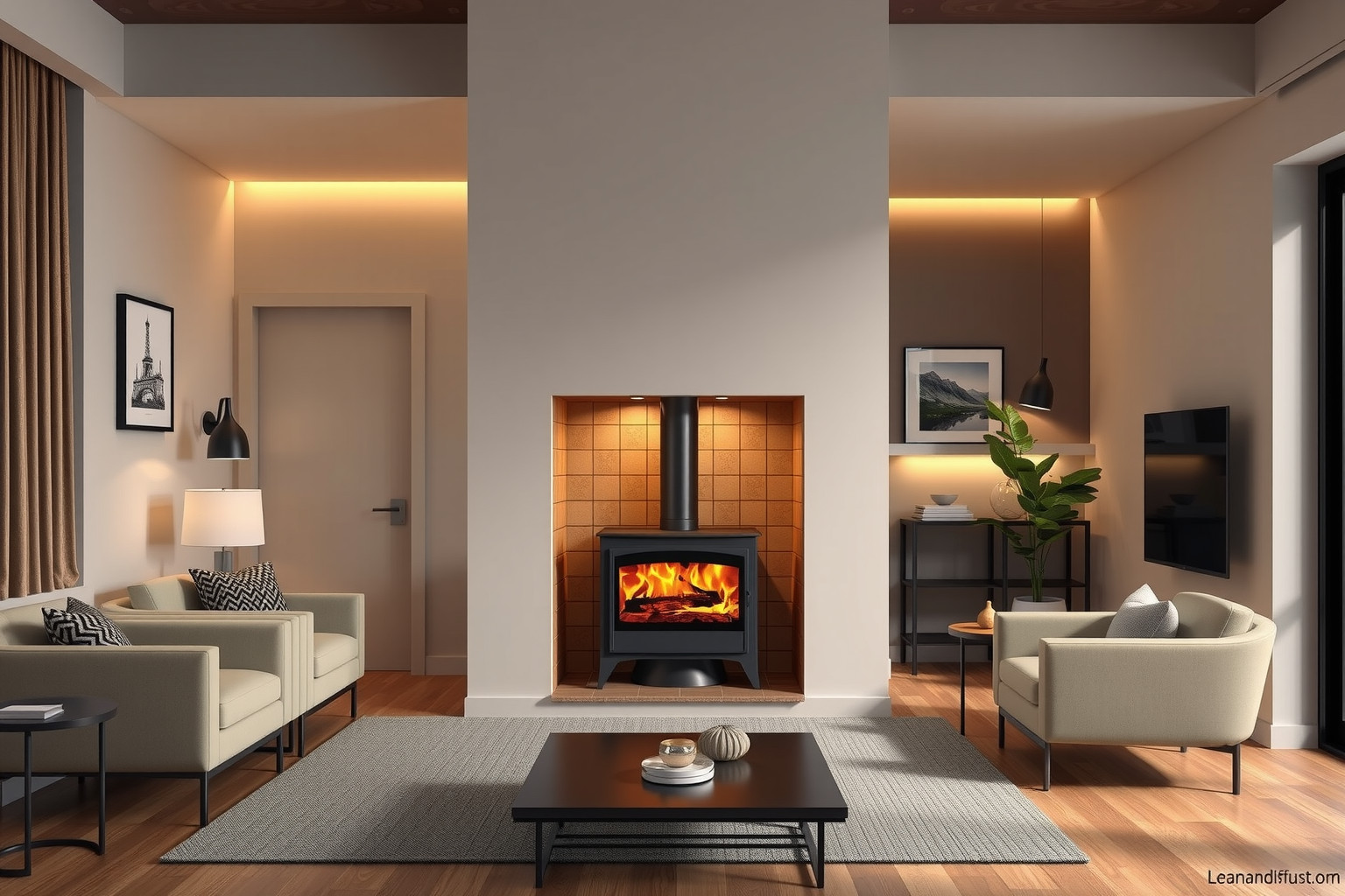 A cserépkályha ötvözi a hagyományos meleget és modern dizájnt.