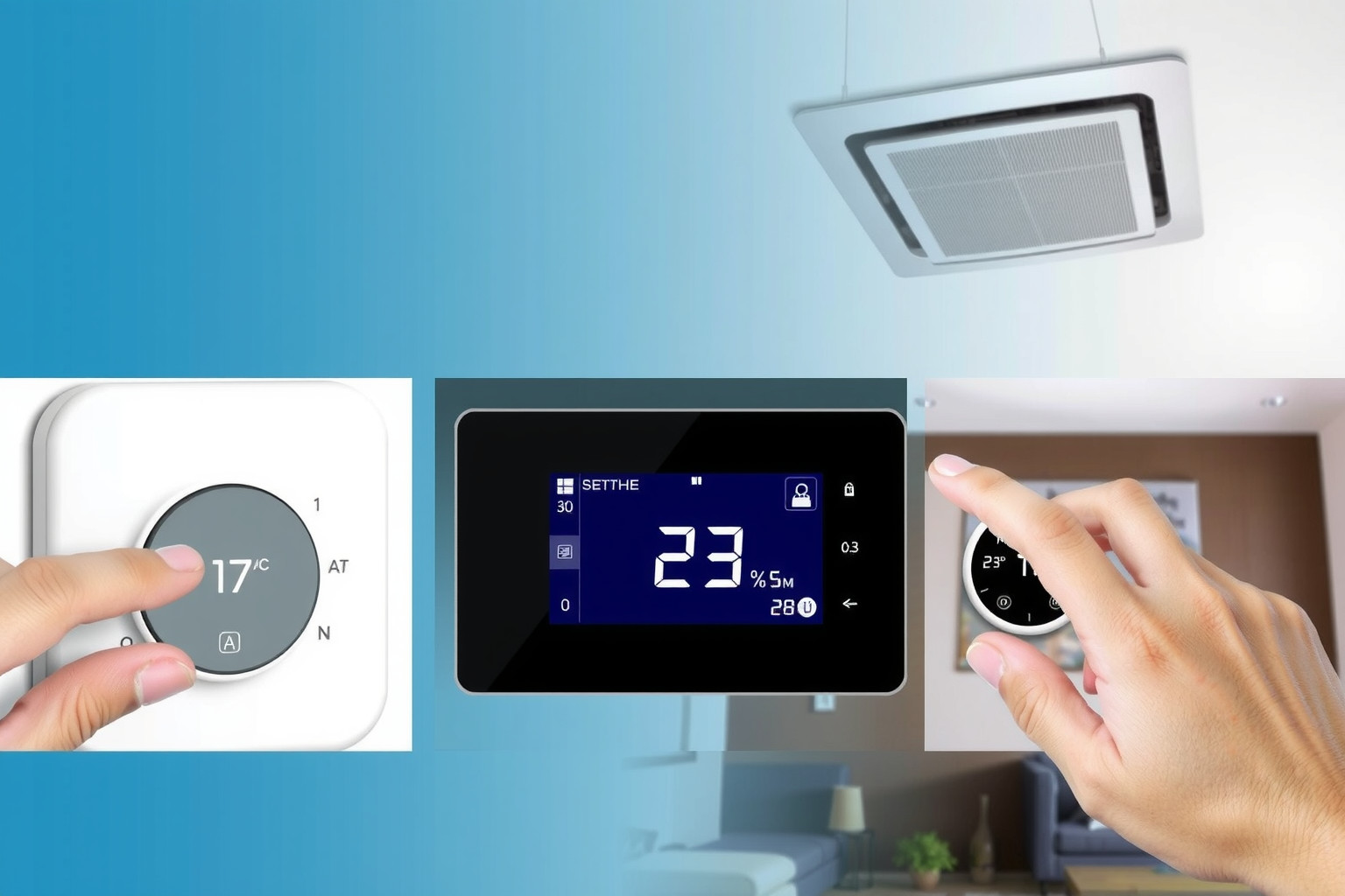 A fan-coil rendszerek vezérelhetők manuálisan, termosztáttal vagy központilag.