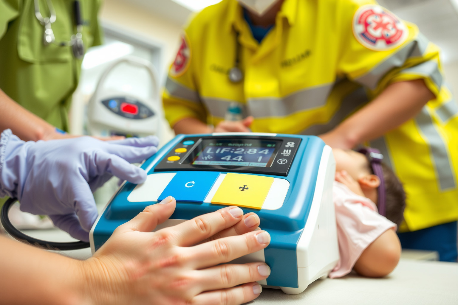 Gyermekgyógyászati defibrillációnál alacsonyabb energiájú impulzus szükséges.