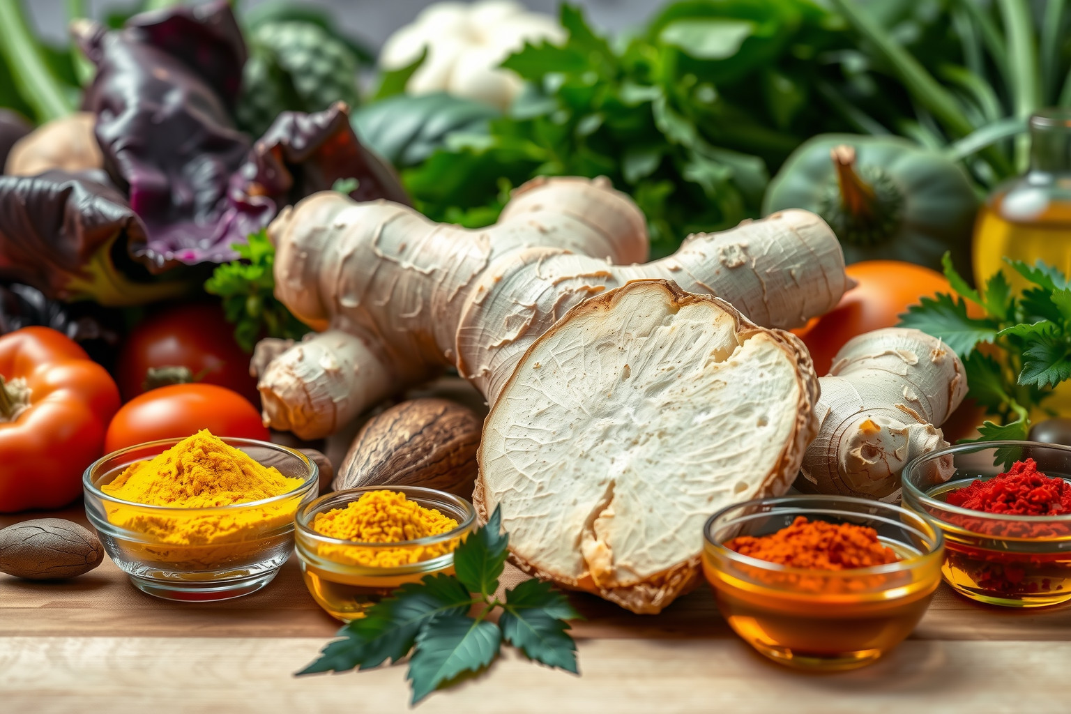 A gyömbér gazdag gingerolban, mely gyulladáscsökkentő hatású.