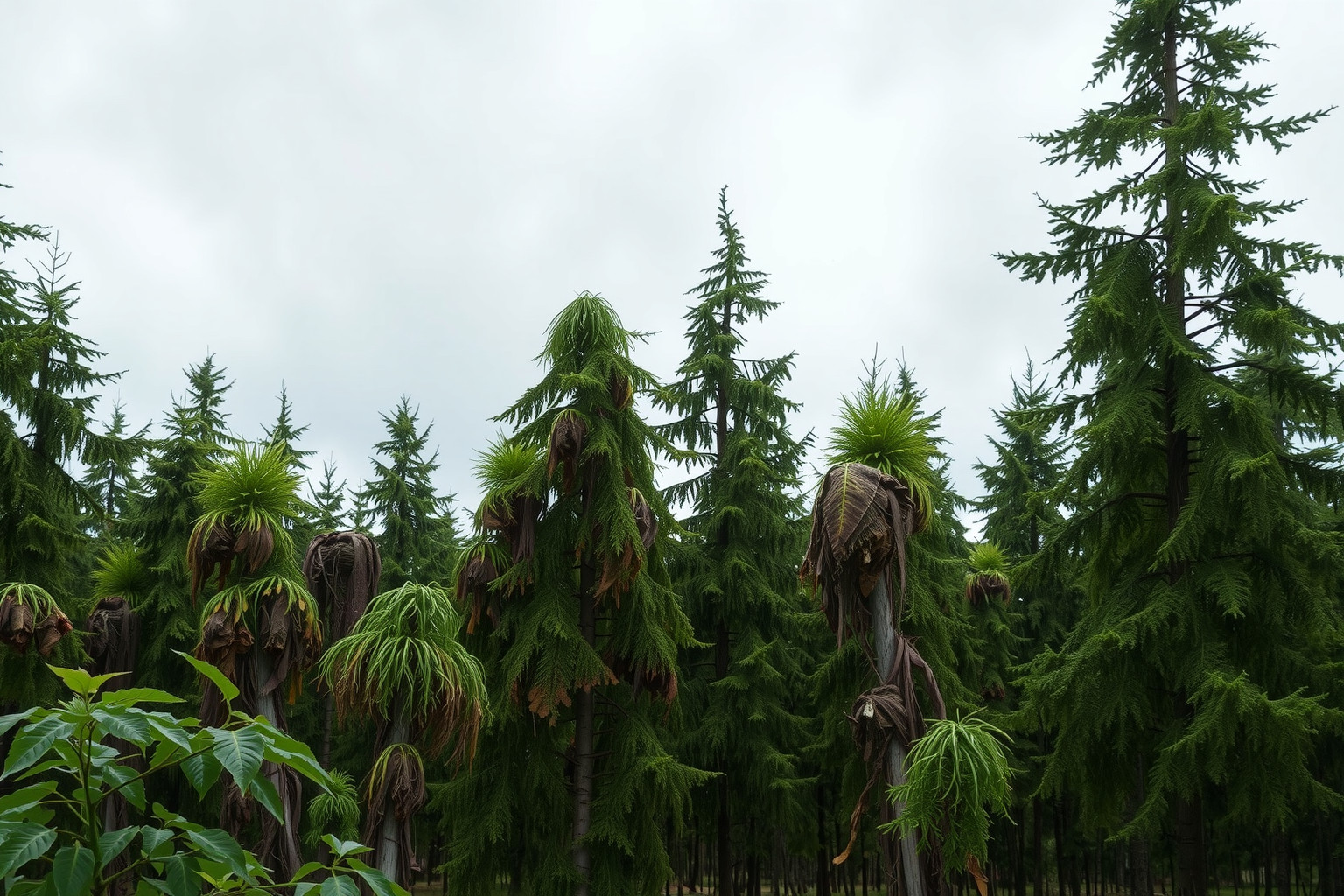 A kén-dioxid savasesőt okoz, ami növényi leveleket károsít.