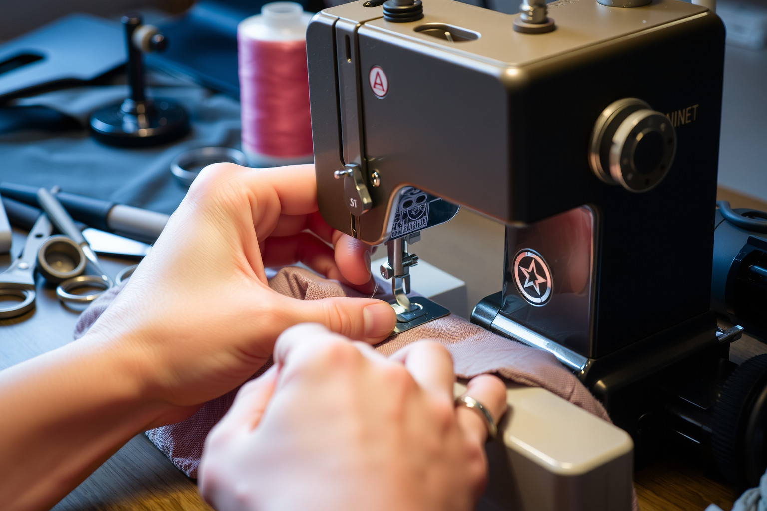 A kézi varrógépnél a feszítés beállítása a pontos varrás záloga.