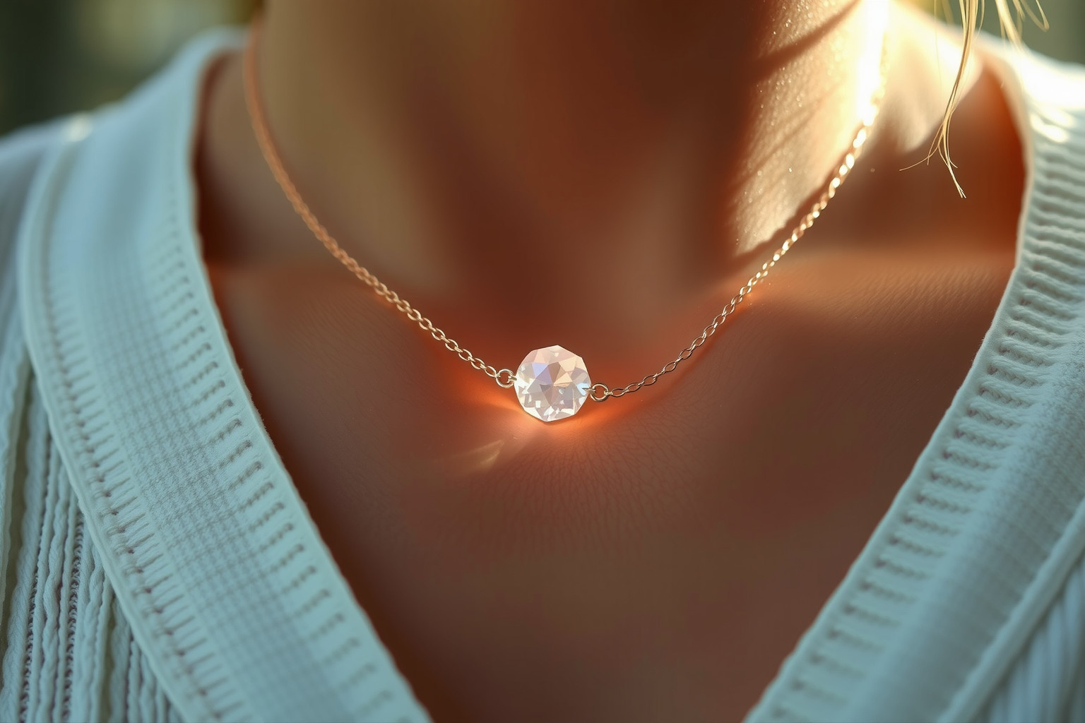 A rózsakvarc nyaklánc harmonizálja az érzelmi energiákat.