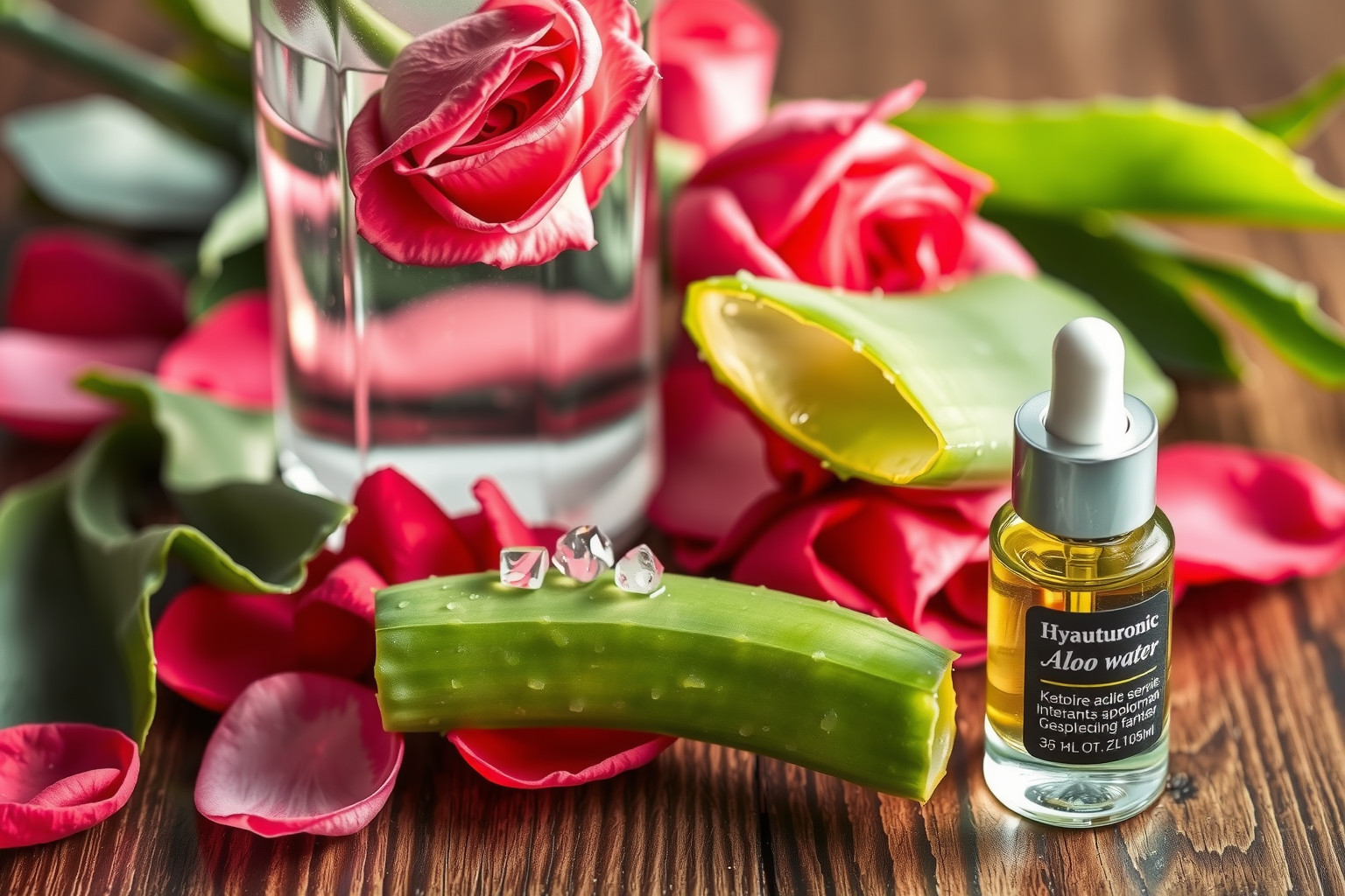 A rózsavíz és aloe vera együtt intenzíven hidratálja a bőrt.