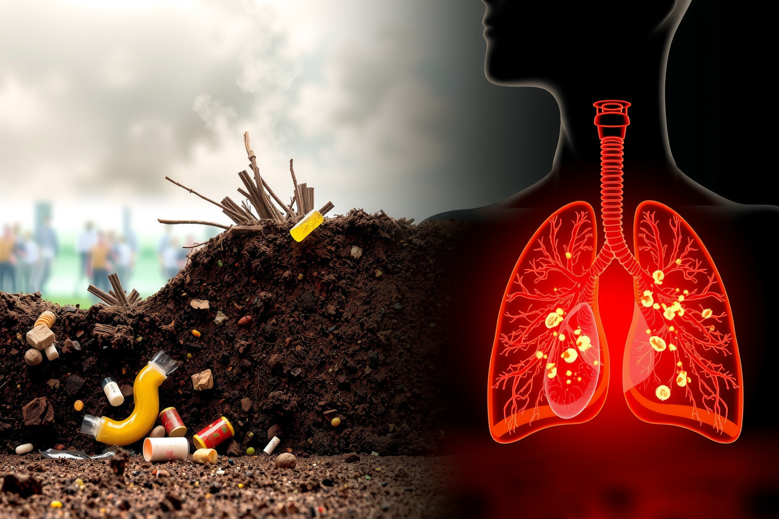 A talajszennyezés toxikus részecskék légzési problémákat okozhat.