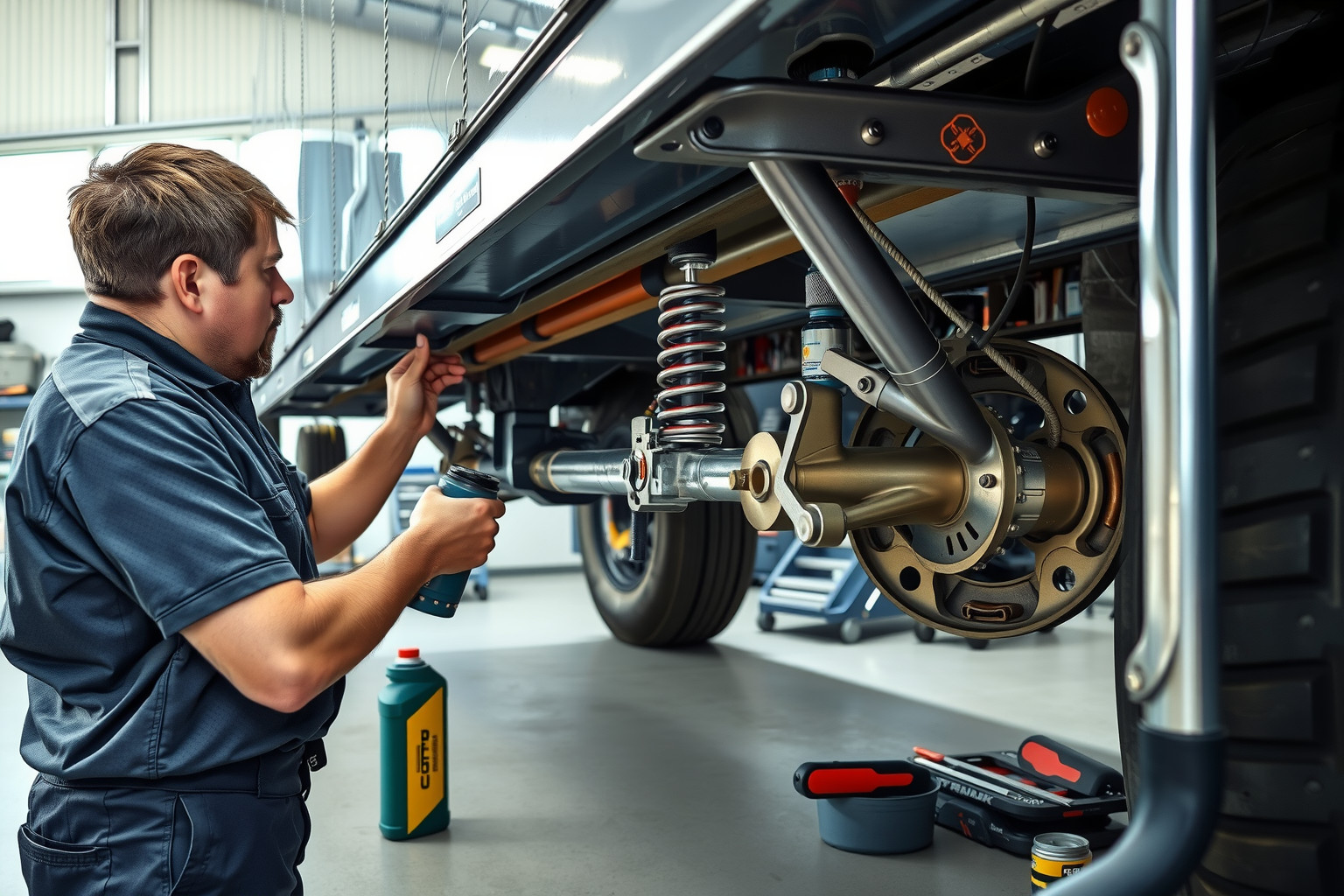 Rendszeres kenés és ellenőrzés növeli a tandem pótkocsi élettartamát.