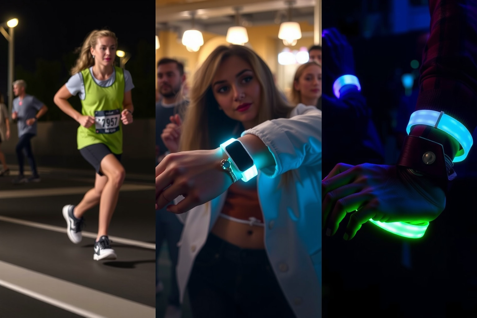 A világító karperecek éjszakai biztonságot és stílust biztosítanak.