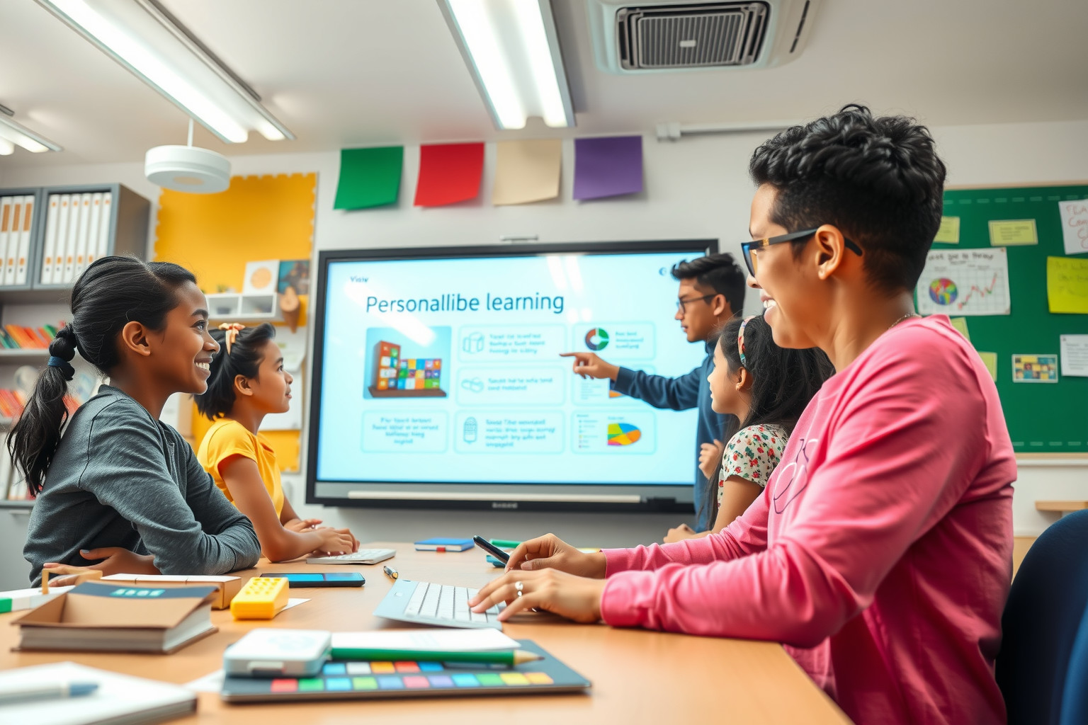 Az interaktív tábla személyre szabott tanulást segít elő.