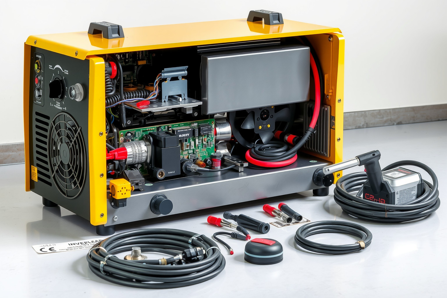 Az inverter szabályozza az áramot a stabil hegesztésért.