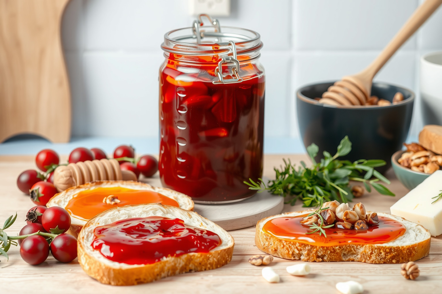 A csipkebogyó lekvár édes és sós ételek ízesítője.